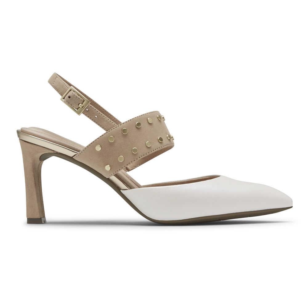 Sapatos De Salto Rockport Mulher Branco - Total Motion Sheehan Studded - 84613ENKV